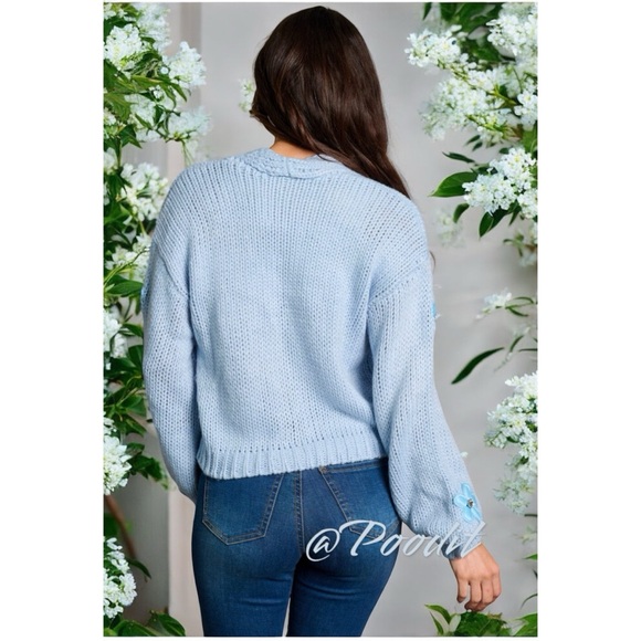 BAEVELY baby blue floral cardigan S M L - Picture 2 of 7